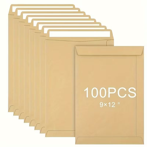 25 Pack Heavy-Duty Kraft Paper Blank Self-Sealing Envelopes
