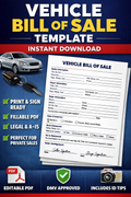 Vehicle Bill of Sale – Instant Download (PDF)